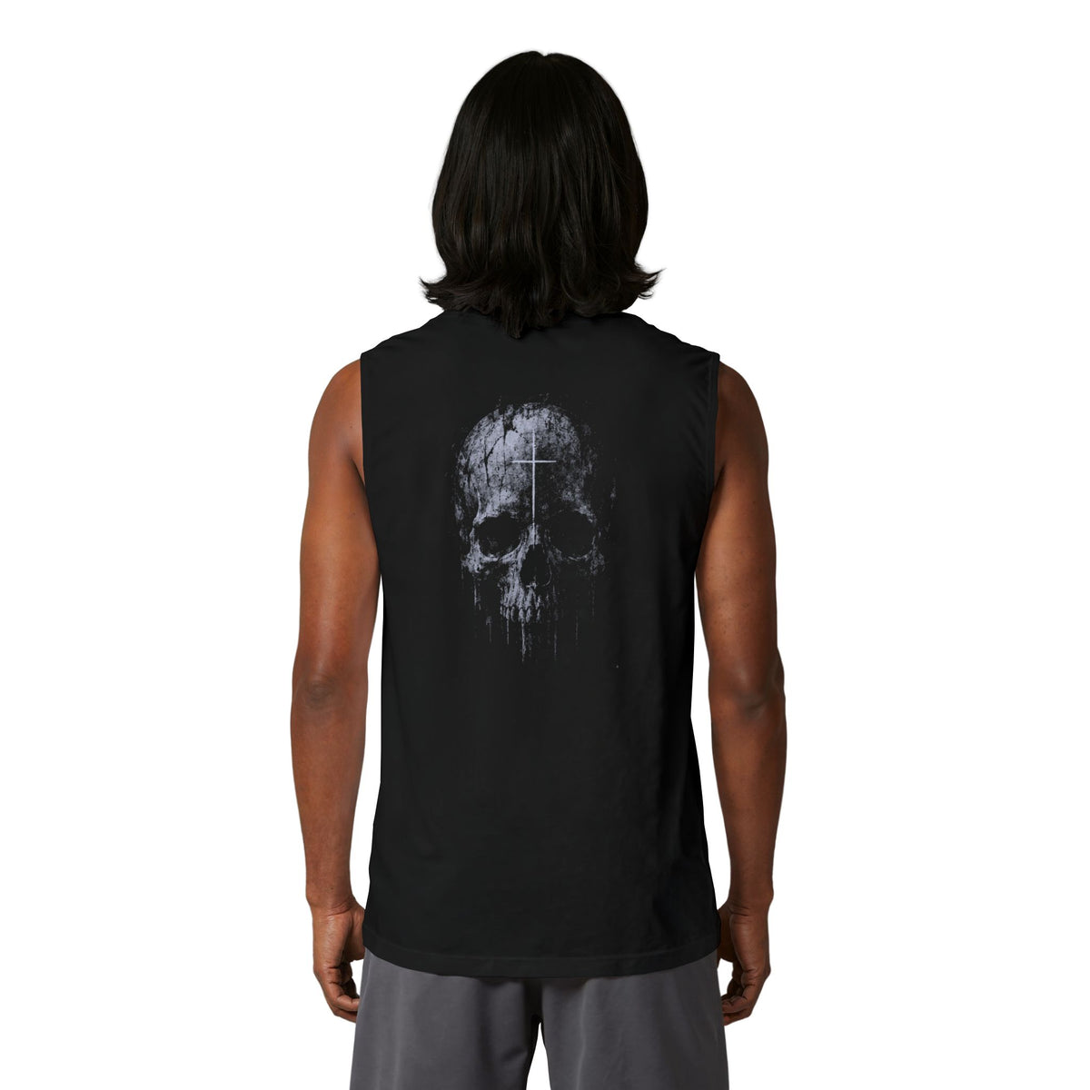Skull Drip Muscle Tank — Gothic Grunge Back Print Sleeveless