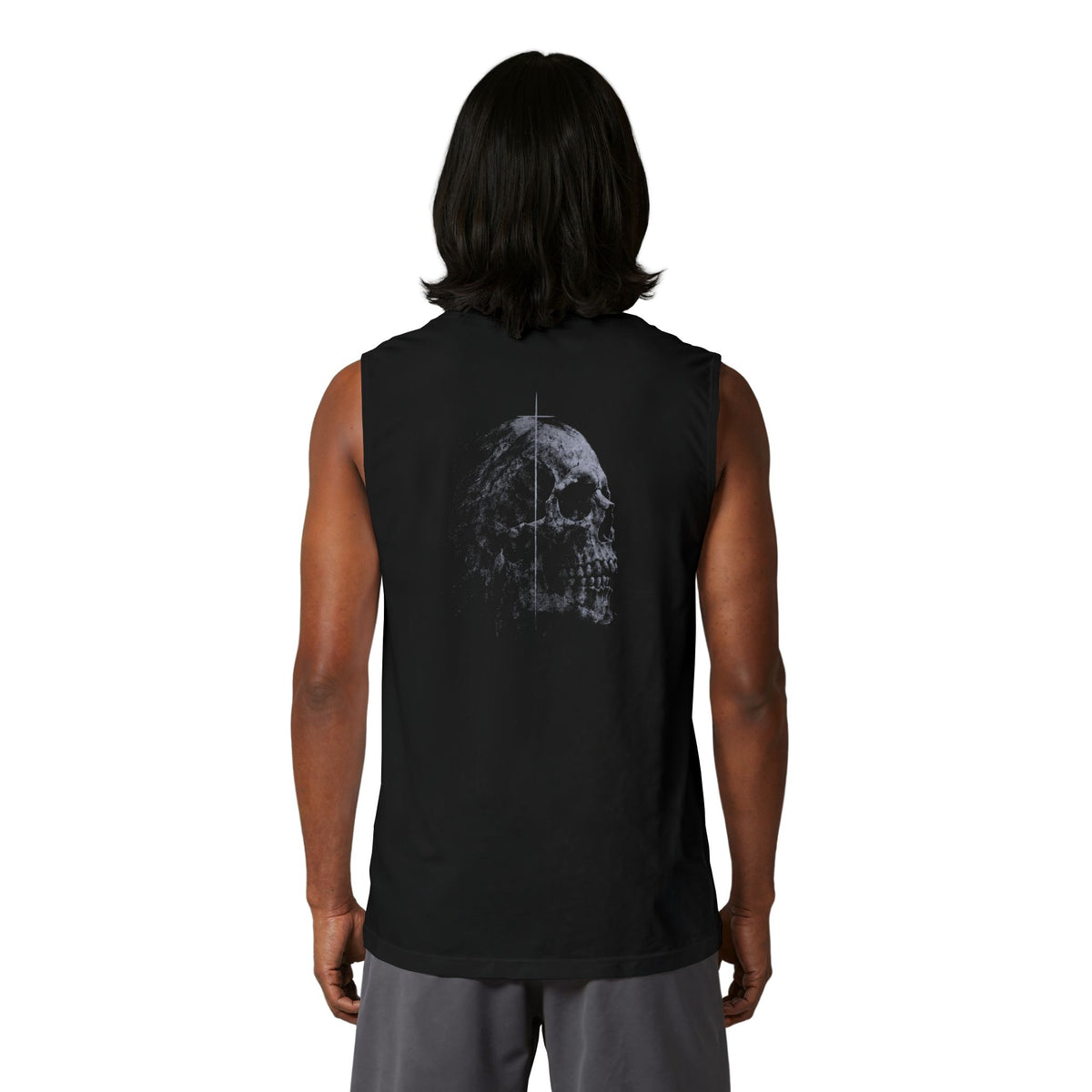Distressed Skull Muscle Tank — Faded Gothic Back Print