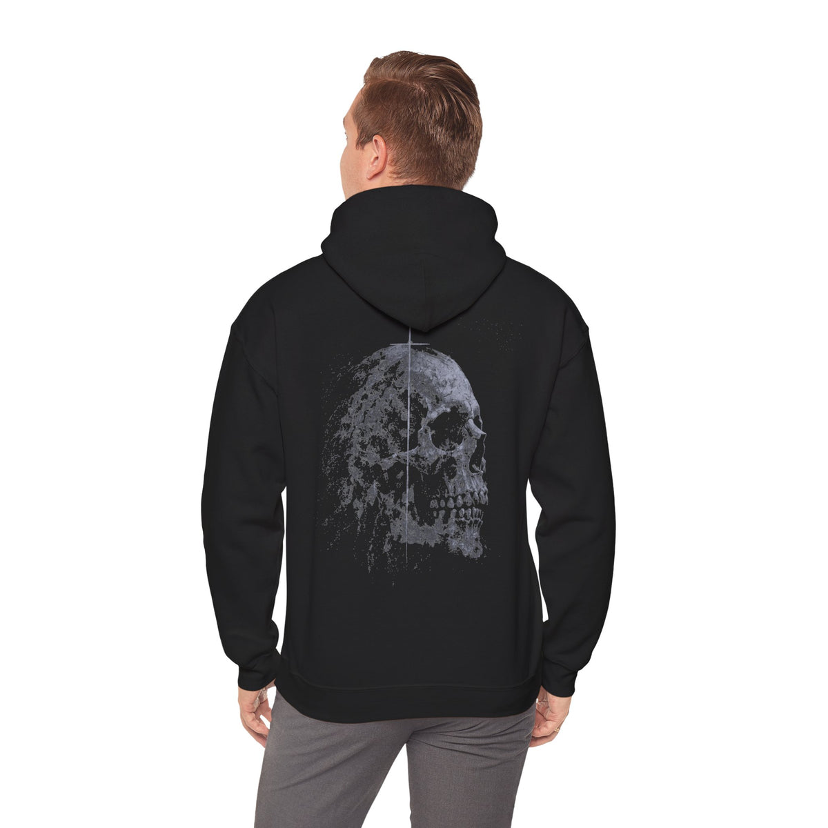 Distressed Skull Hoodie — Faded Gothic Grunge Back Print