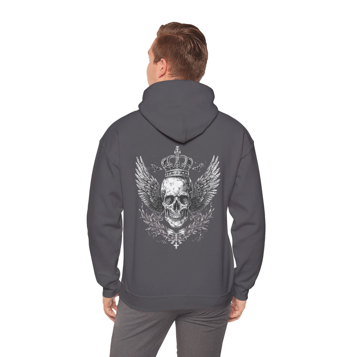 Skull Crown Hoodie - Gothic Winged Skull Pullover