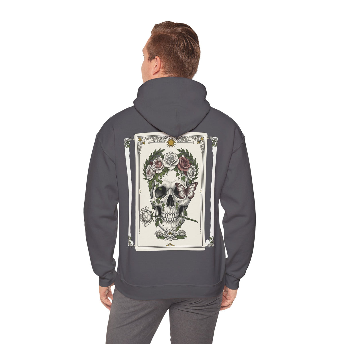 Floral Skull Hoodie — Botanical Memento Mori Vanitas Print