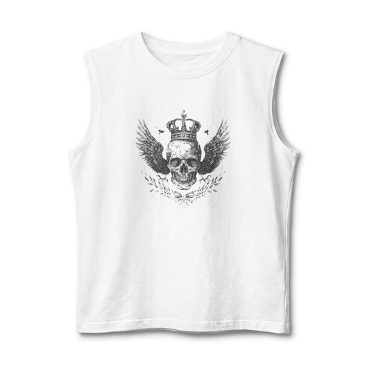 Skull & Crown Winged Graphic Muscle Tank — Edgy Rocker Tank Top