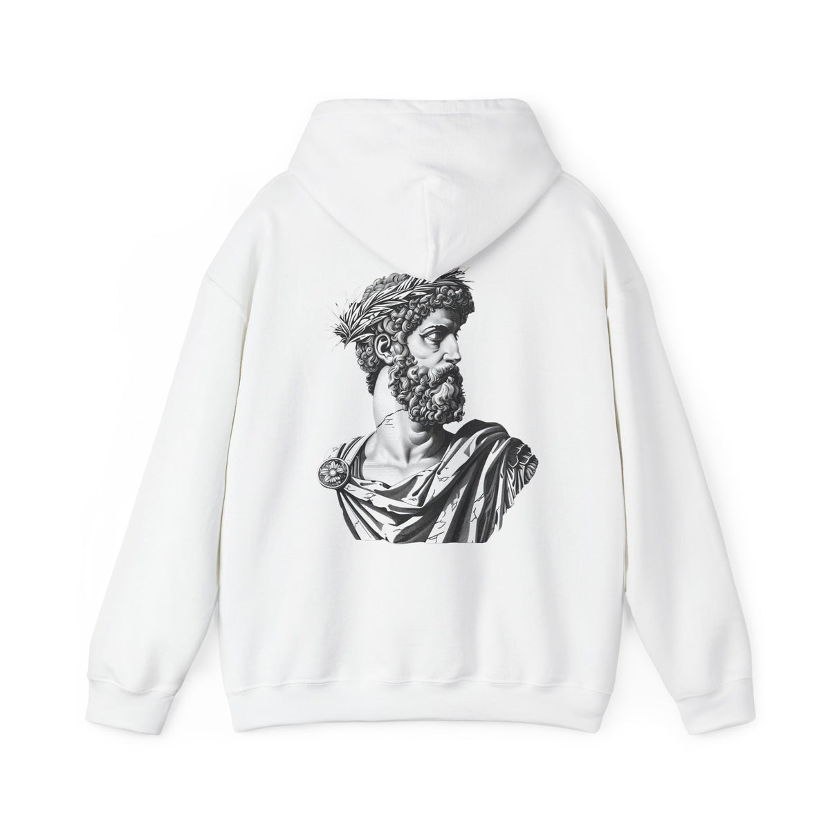 Classical Statue Hoodie — Roman Bust Graphic Back Print