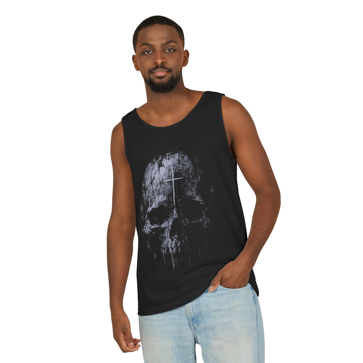 Skull and Cross Tank — Gothic Memento Mori Sleeveless Top