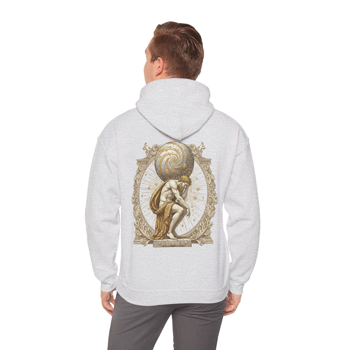 Atlas Hoodie — Greek Titan Mythology Statue Back Print