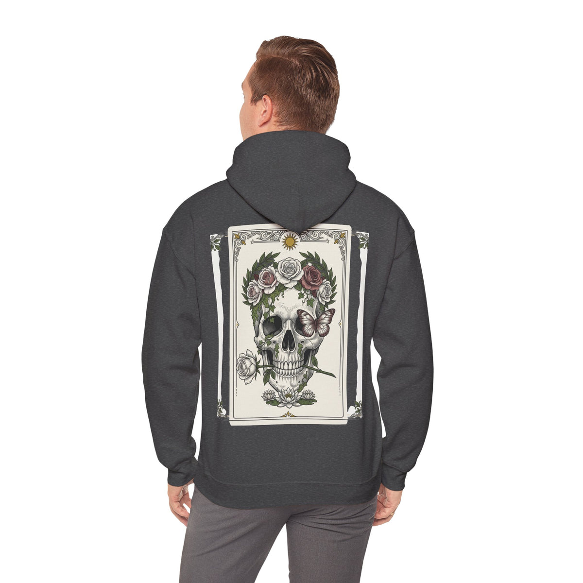 Floral Skull Hoodie — Botanical Memento Mori Vanitas Print
