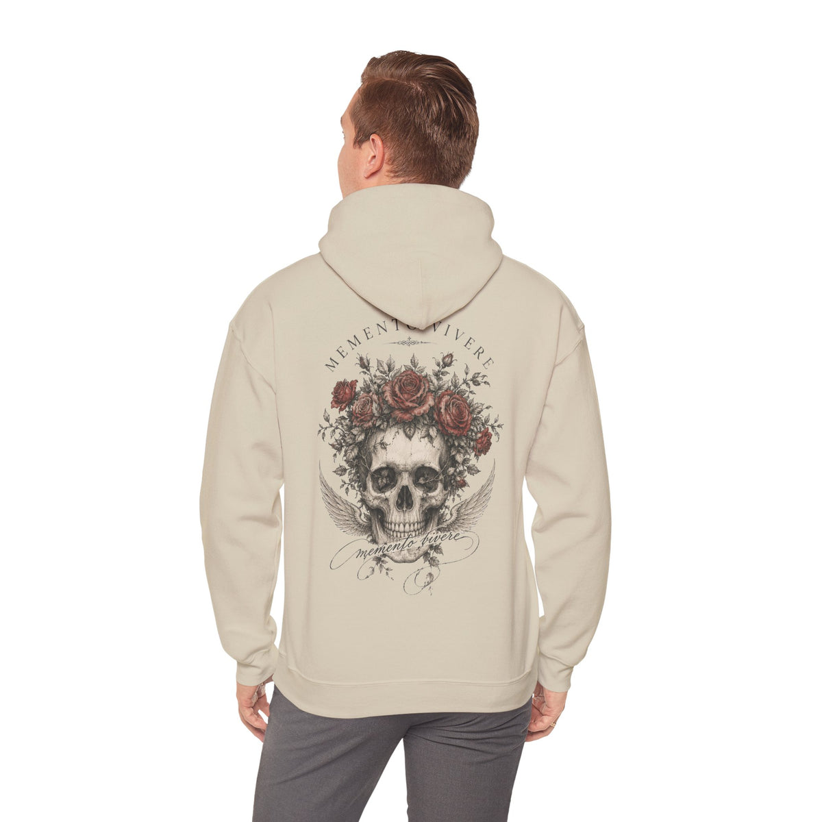Skull and Roses Hoodie — Memento Mori Gothic Back Print