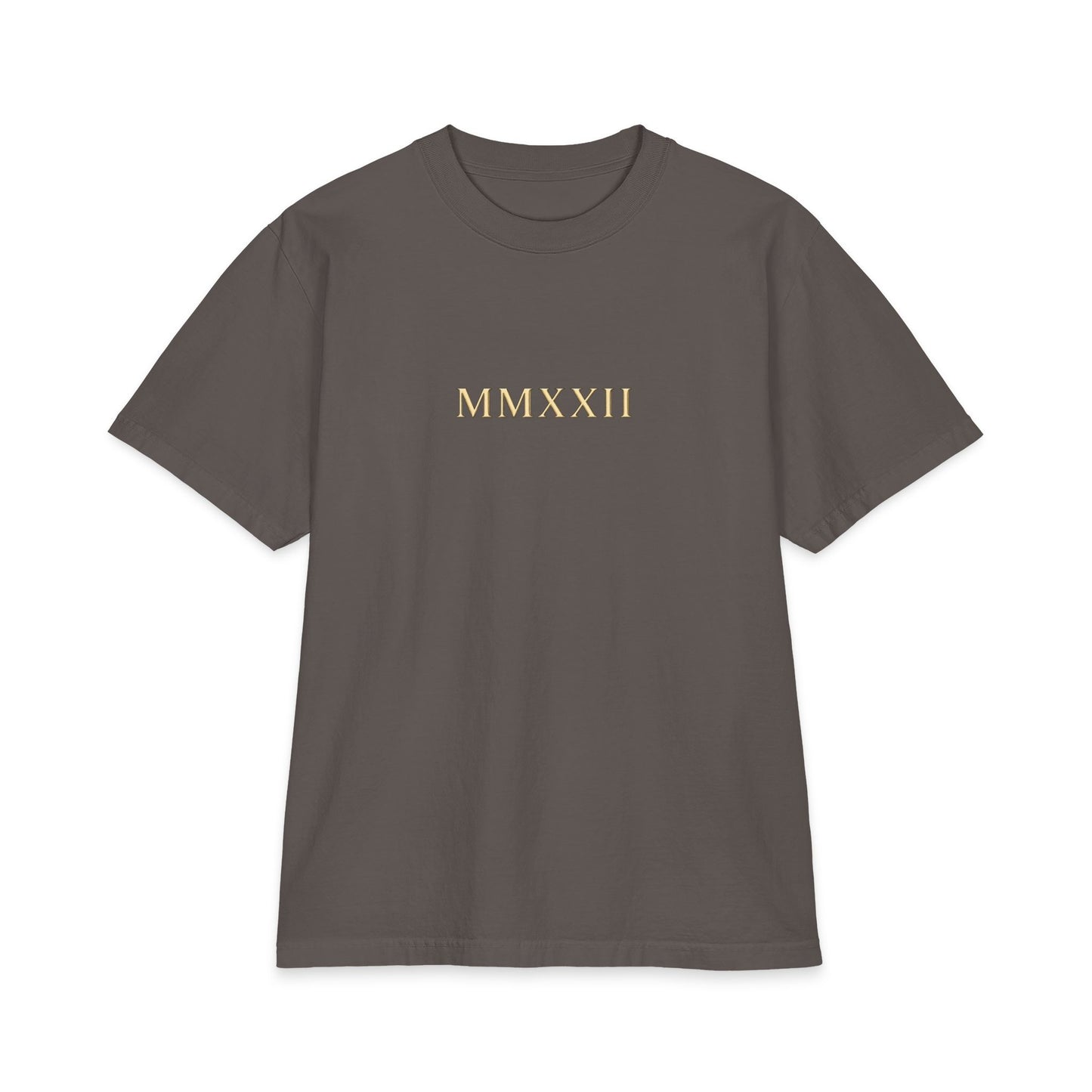 Classical figure bearing a globe printed on the back of a heavyweight oversized cotton tee
