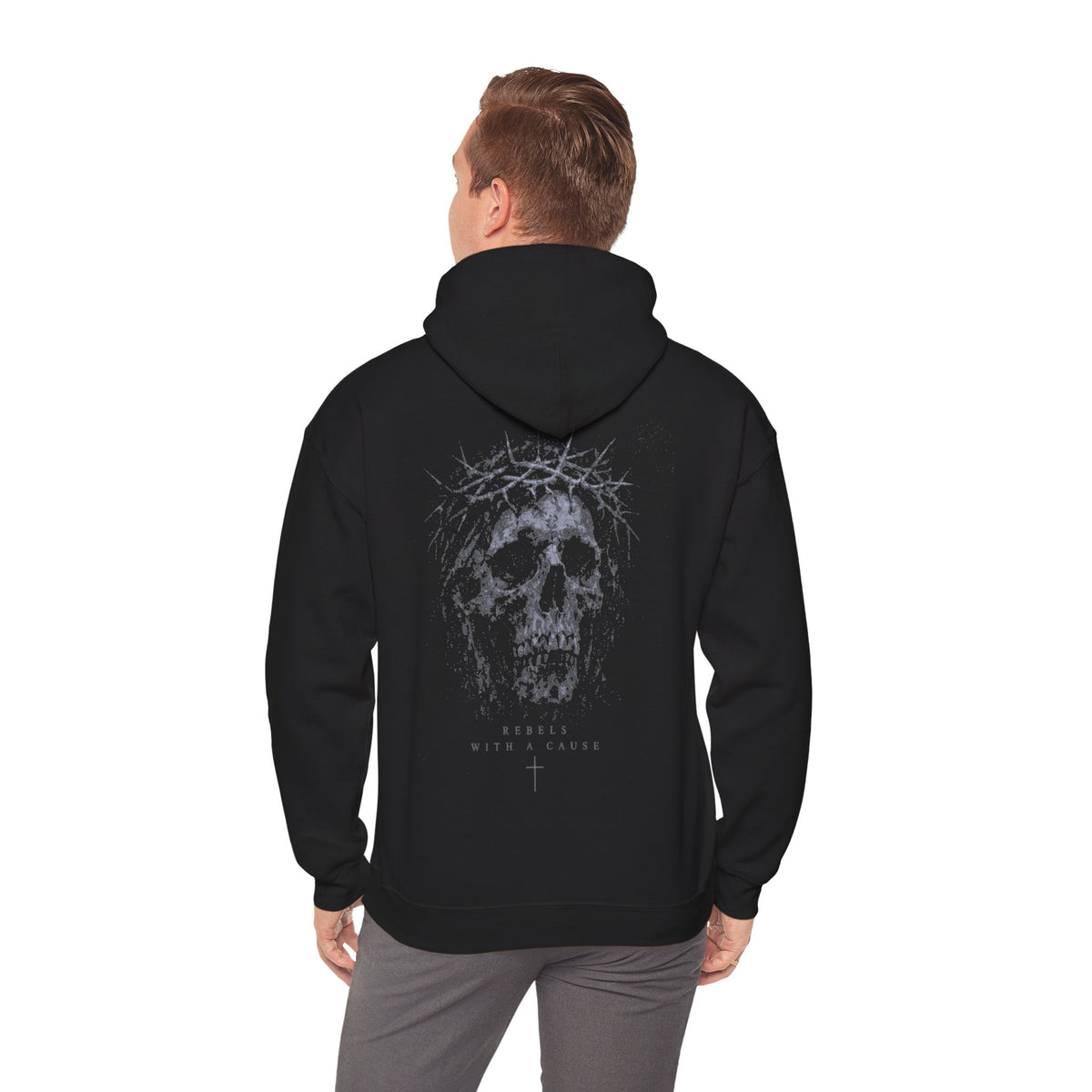 Crown of Thorns Skull Hoodie — Memento Mori Gothic Back Print