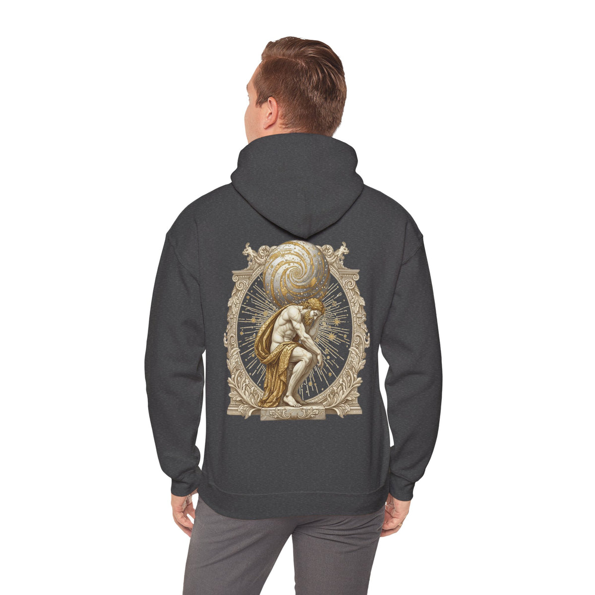 Atlas Hoodie — Greek Titan Mythology Statue Back Print
