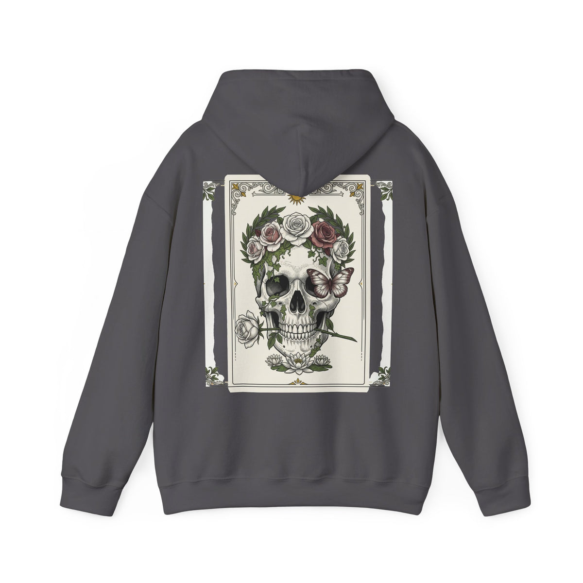 Floral Skull Hoodie — Botanical Memento Mori Vanitas Print