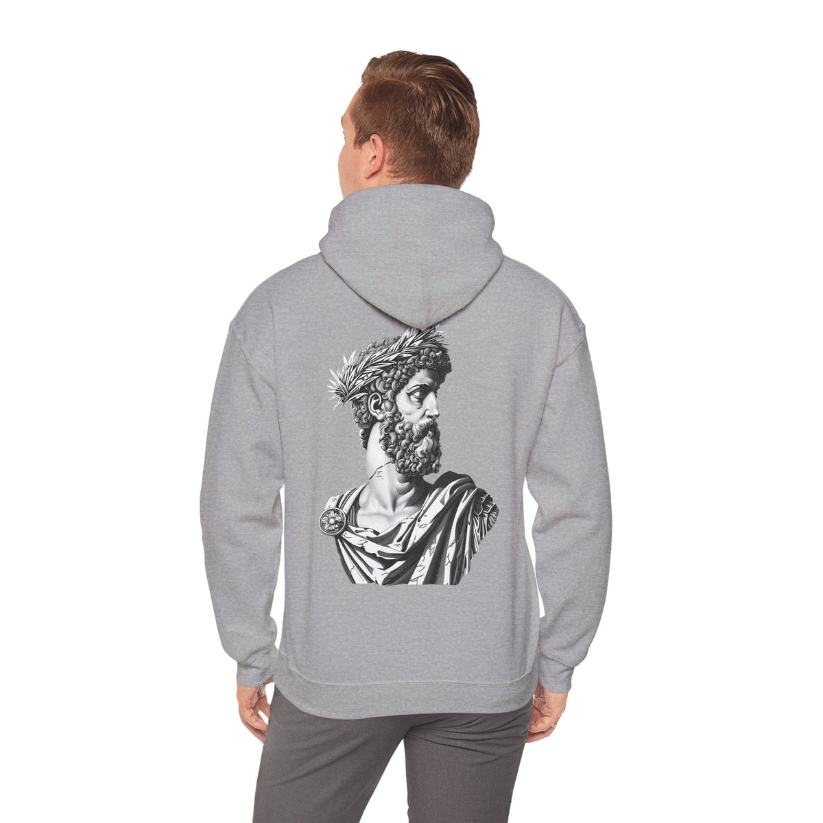 Classical Statue Hoodie — Roman Bust Graphic Back Print