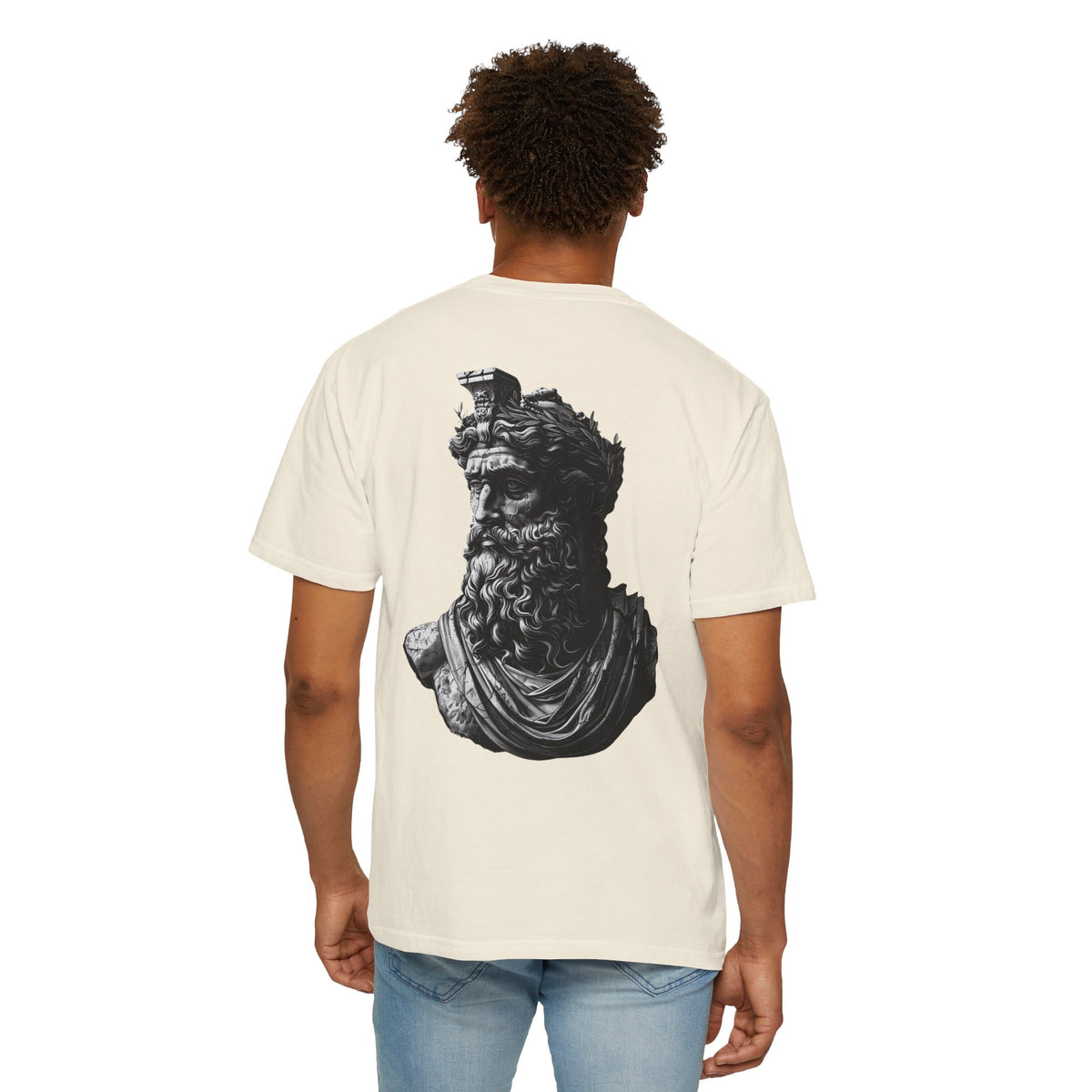 Roman Bust Zeus Graphic T-Shirt — Classical Sculpture Back Print