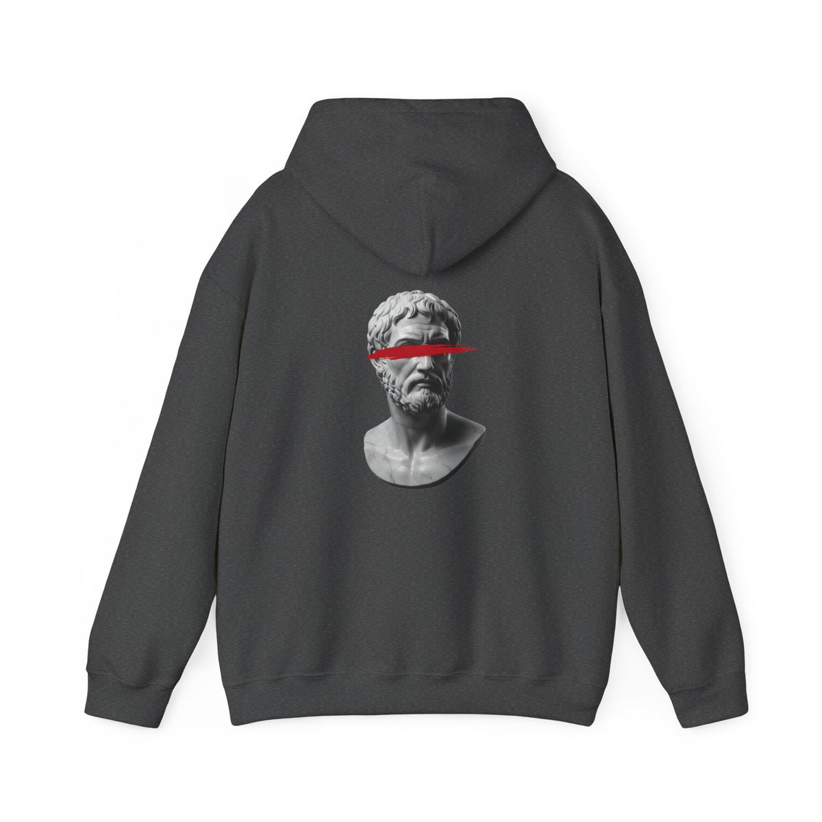 Greek Bust Hoodie — Red Slash Classical Statue Streetwear