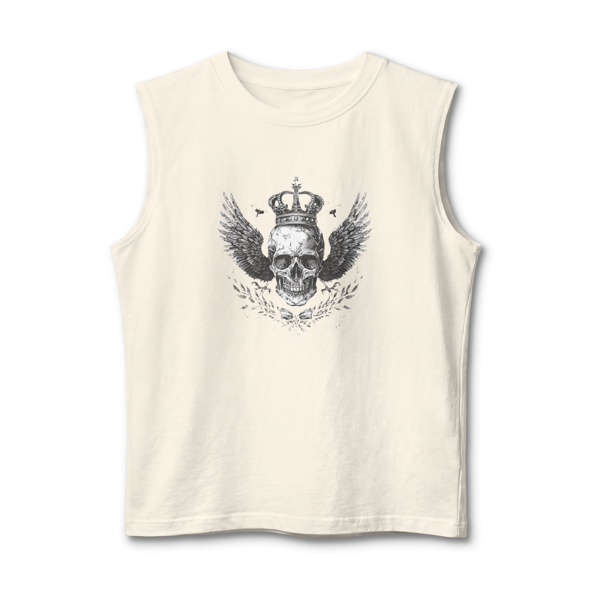 Skull & Crown Winged Graphic Muscle Tank — Edgy Rocker Tank Top