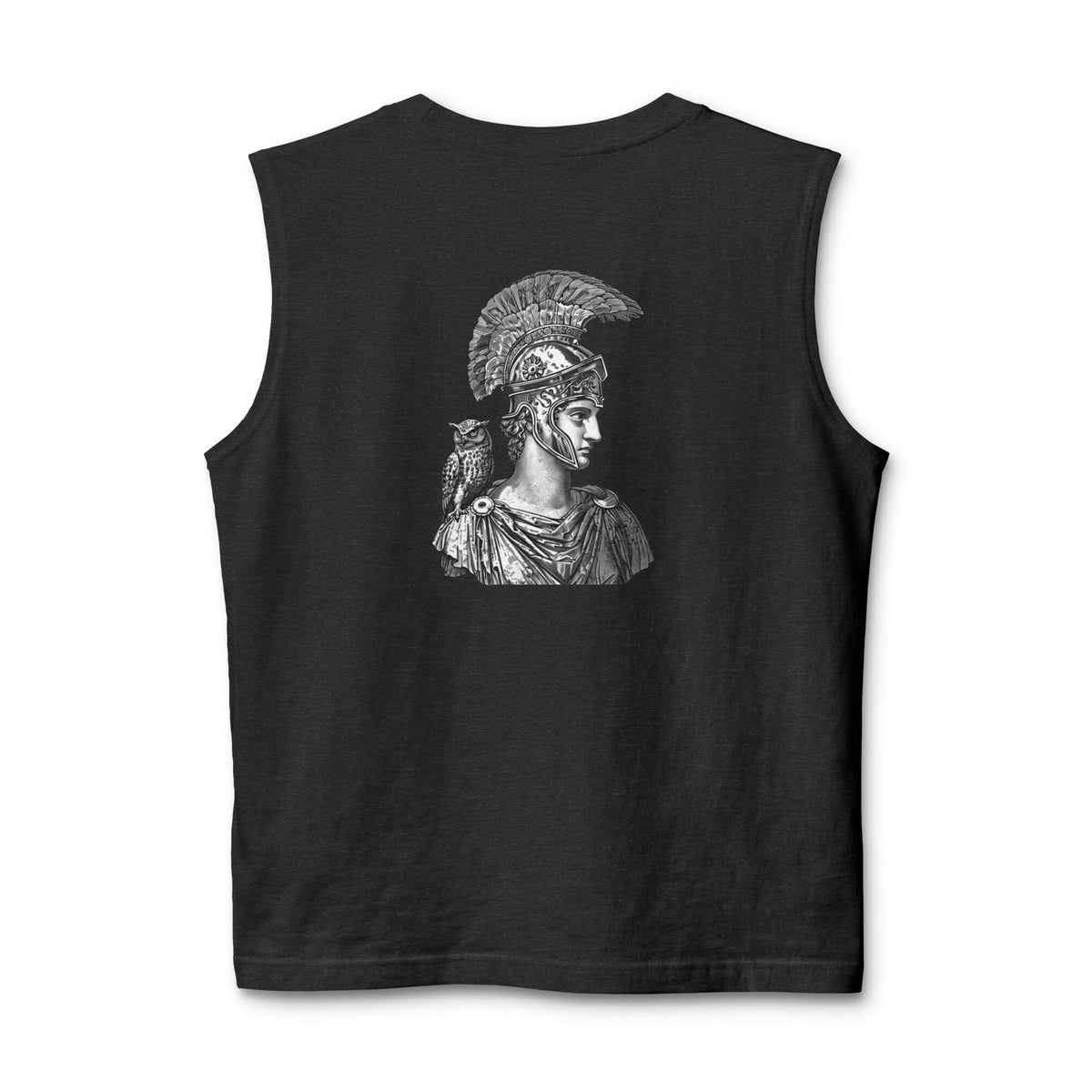 Ancient Greek Warrior Muscle Tank – Athena Helmet Back Print