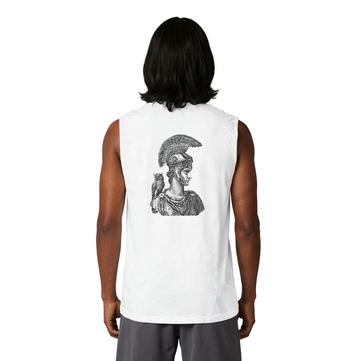 Ancient Greek Warrior Muscle Tank – Athena Helmet Back Print