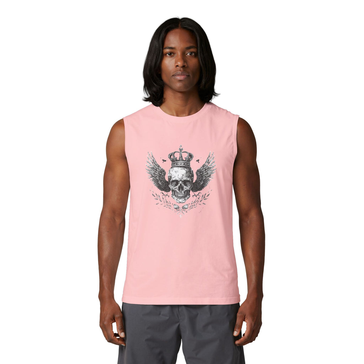 Skull & Crown Winged Graphic Muscle Tank — Edgy Rocker Tank Top