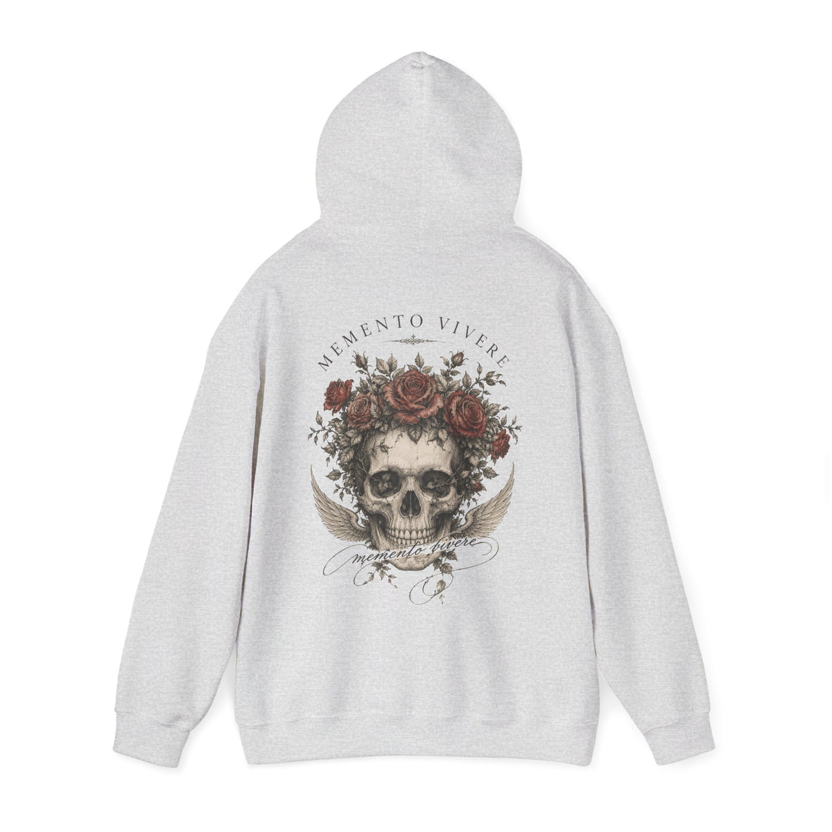 Skull and Roses Hoodie — Memento Mori Gothic Back Print