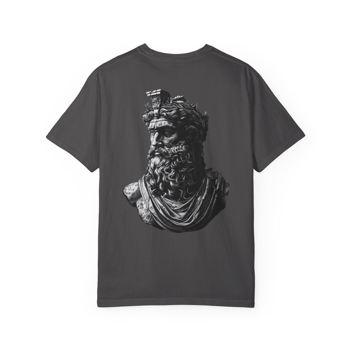 Roman Bust Zeus Graphic T-Shirt — Classical Sculpture Back Print