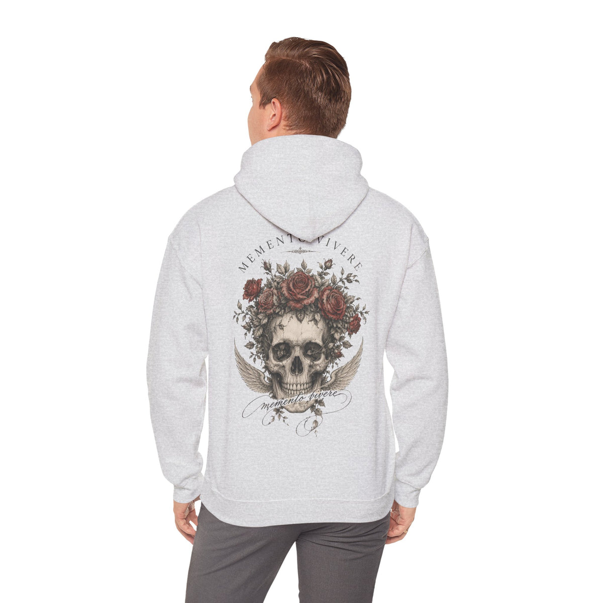 Skull and Roses Hoodie — Memento Mori Gothic Back Print