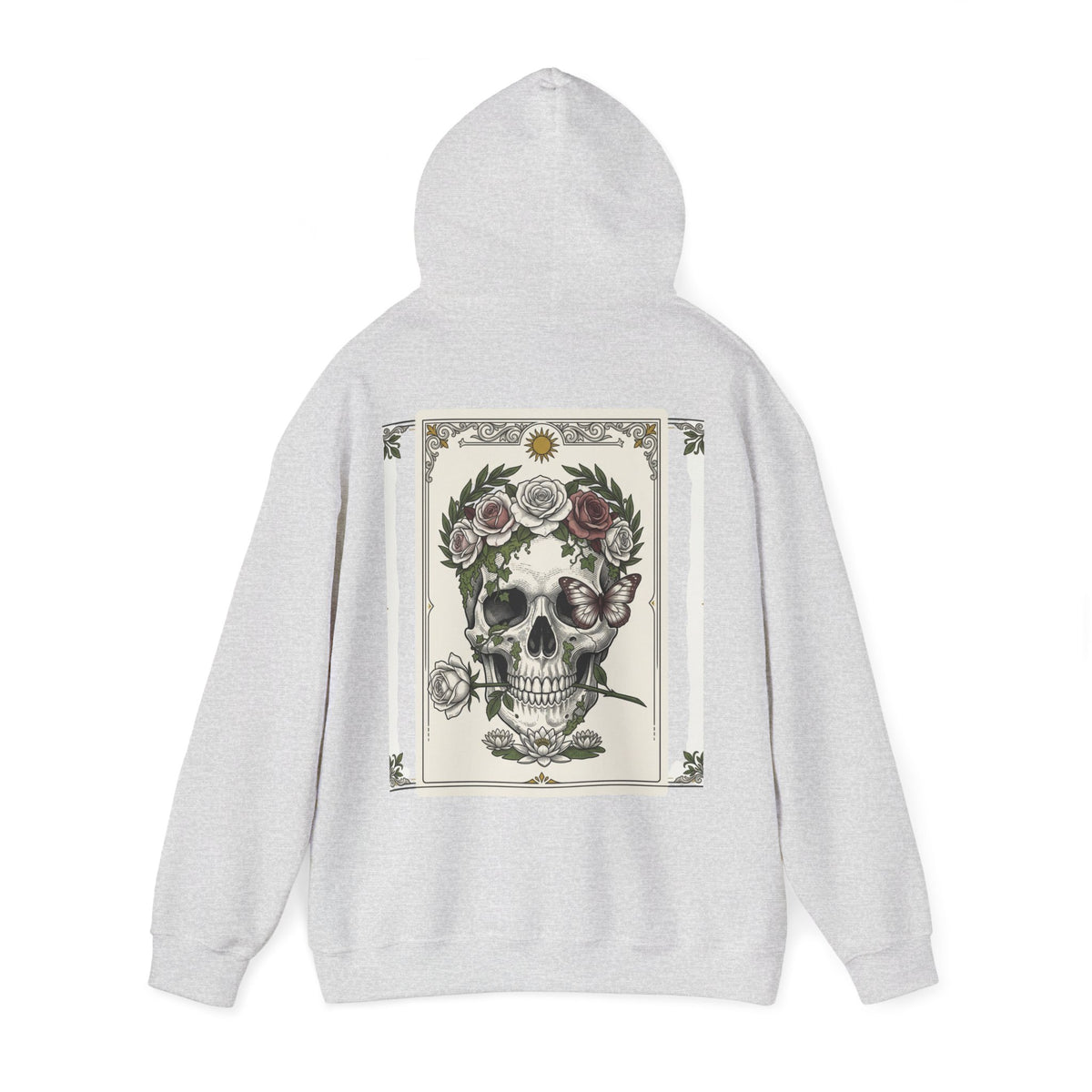 Floral Skull Hoodie — Botanical Memento Mori Vanitas Print