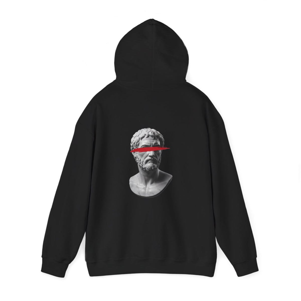 Greek Bust Hoodie — Red Slash Classical Statue Streetwear