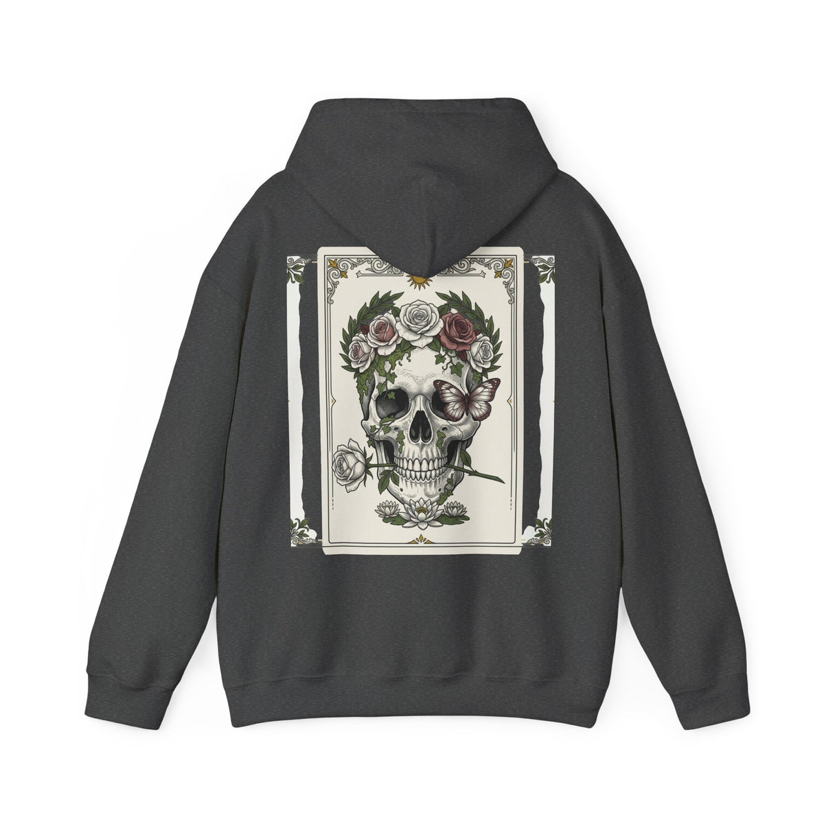 Floral Skull Hoodie — Botanical Memento Mori Vanitas Print