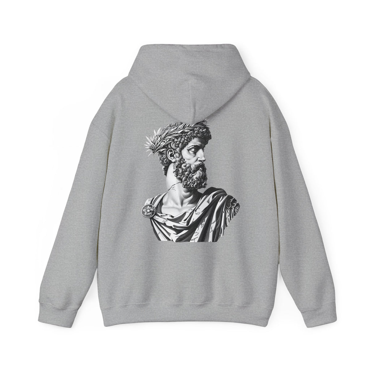 Classical Statue Hoodie — Roman Bust Graphic Back Print
