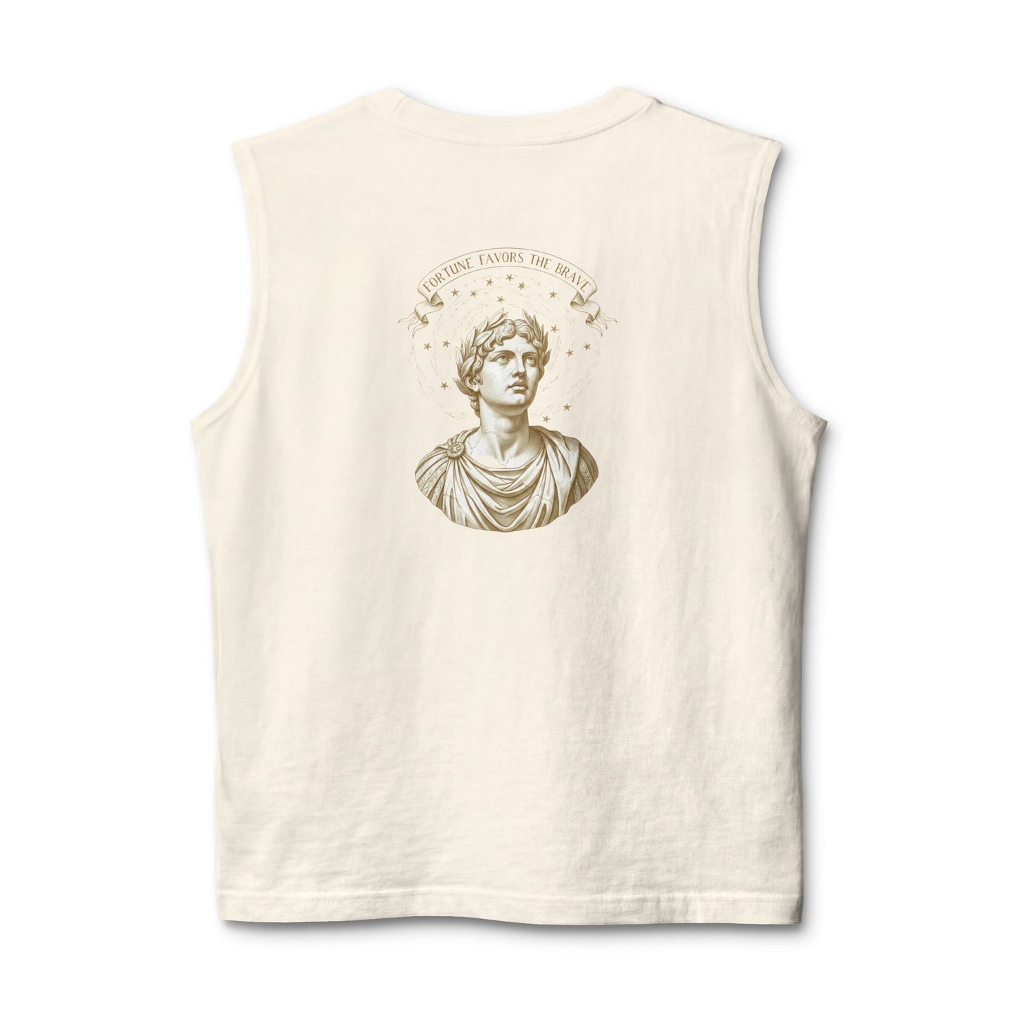 Roman bust portrait printed on the back of a ring-spun cotton tank top