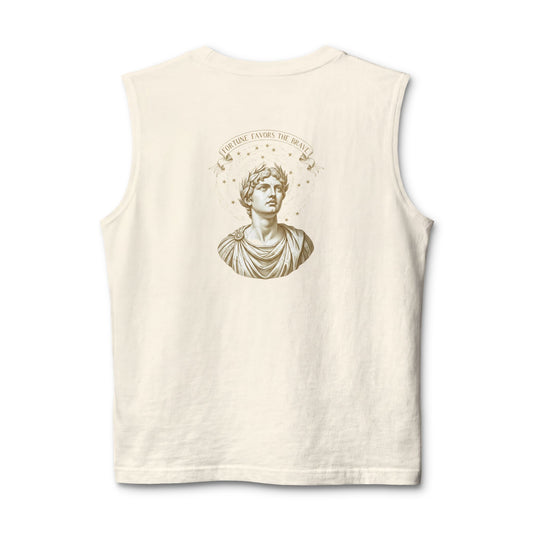 Roman bust portrait printed on the back of a ring-spun cotton tank top