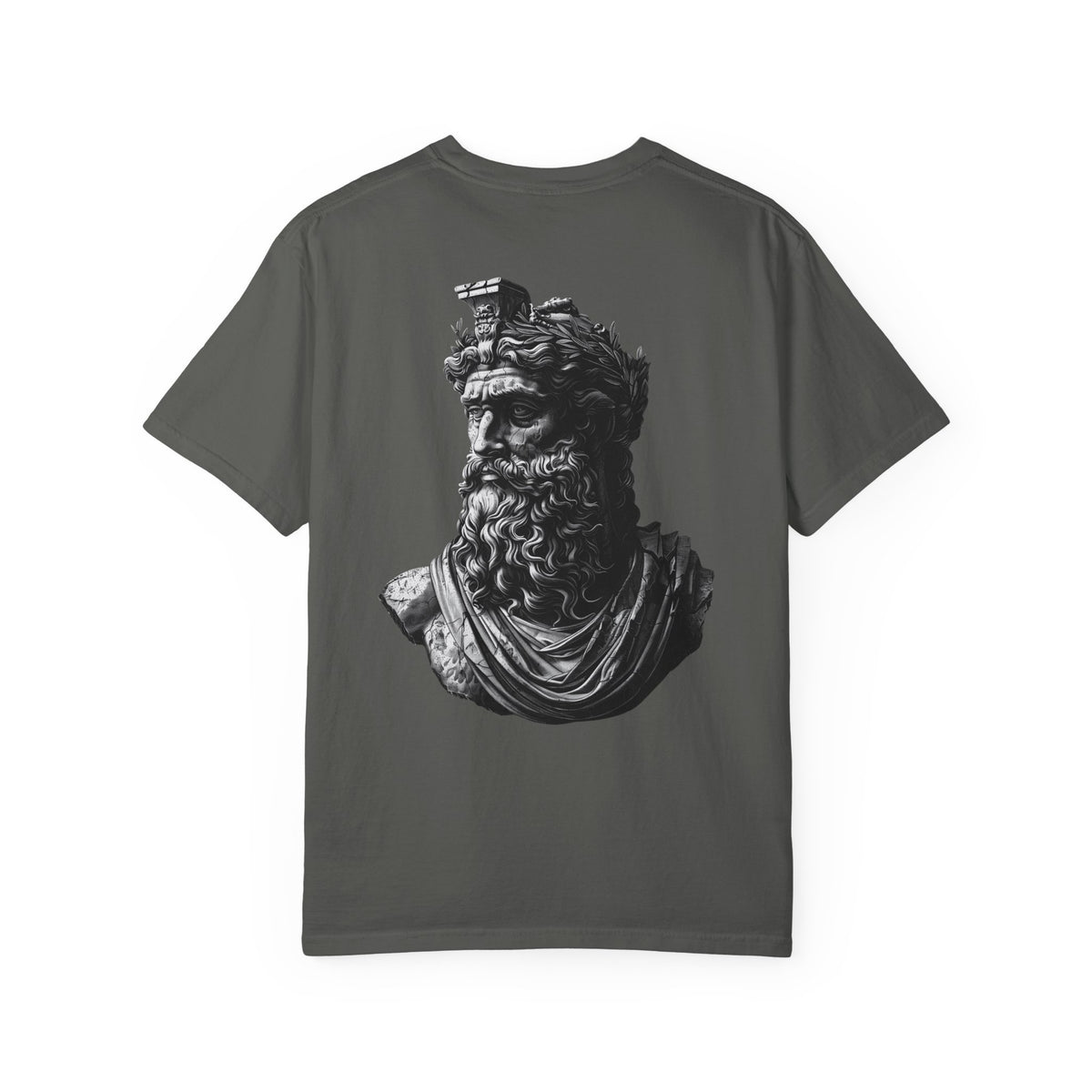 Roman Bust Zeus Graphic T-Shirt — Classical Sculpture Back Print