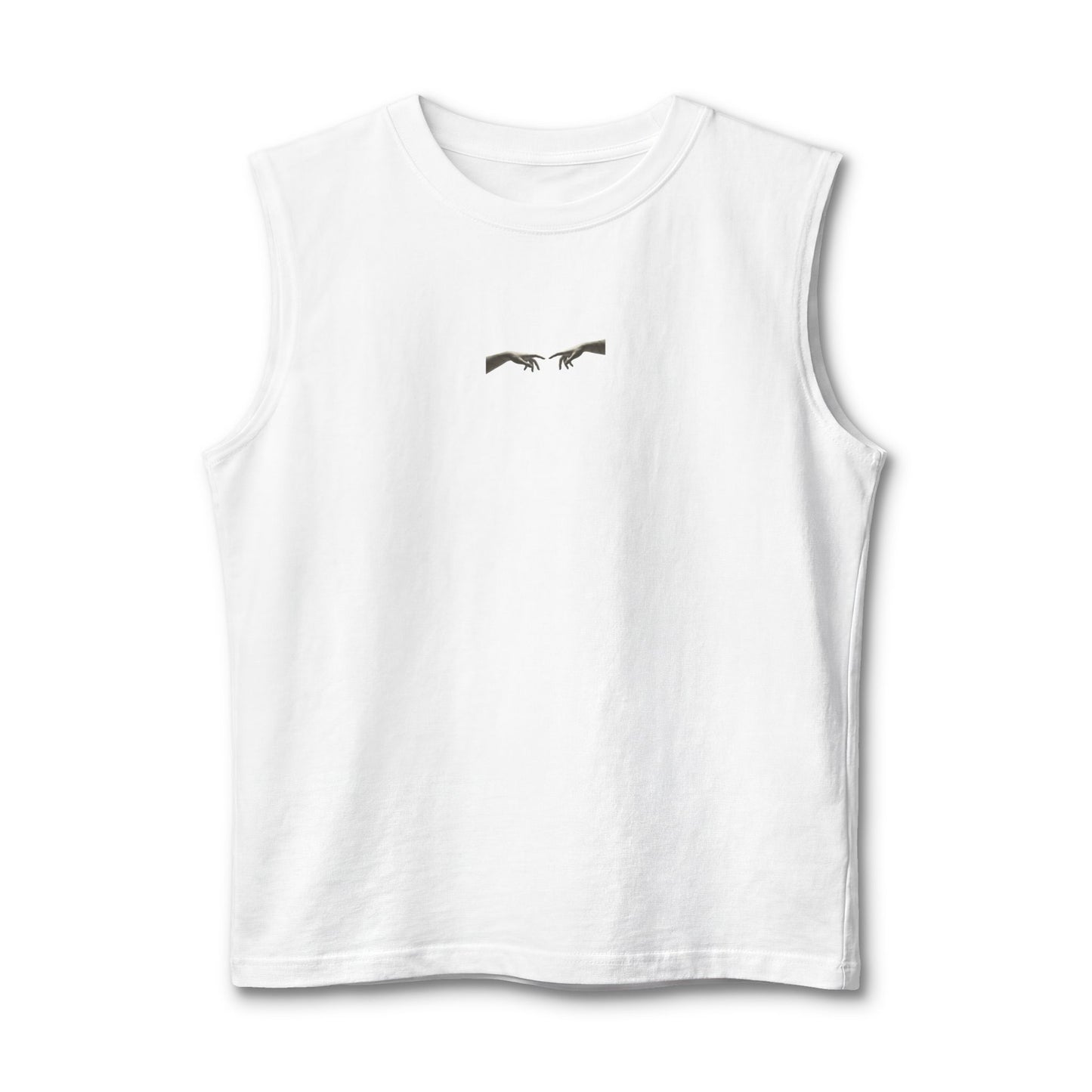 Classical bust with a red brushstroke printed on the back of a ring-spun cotton tank top