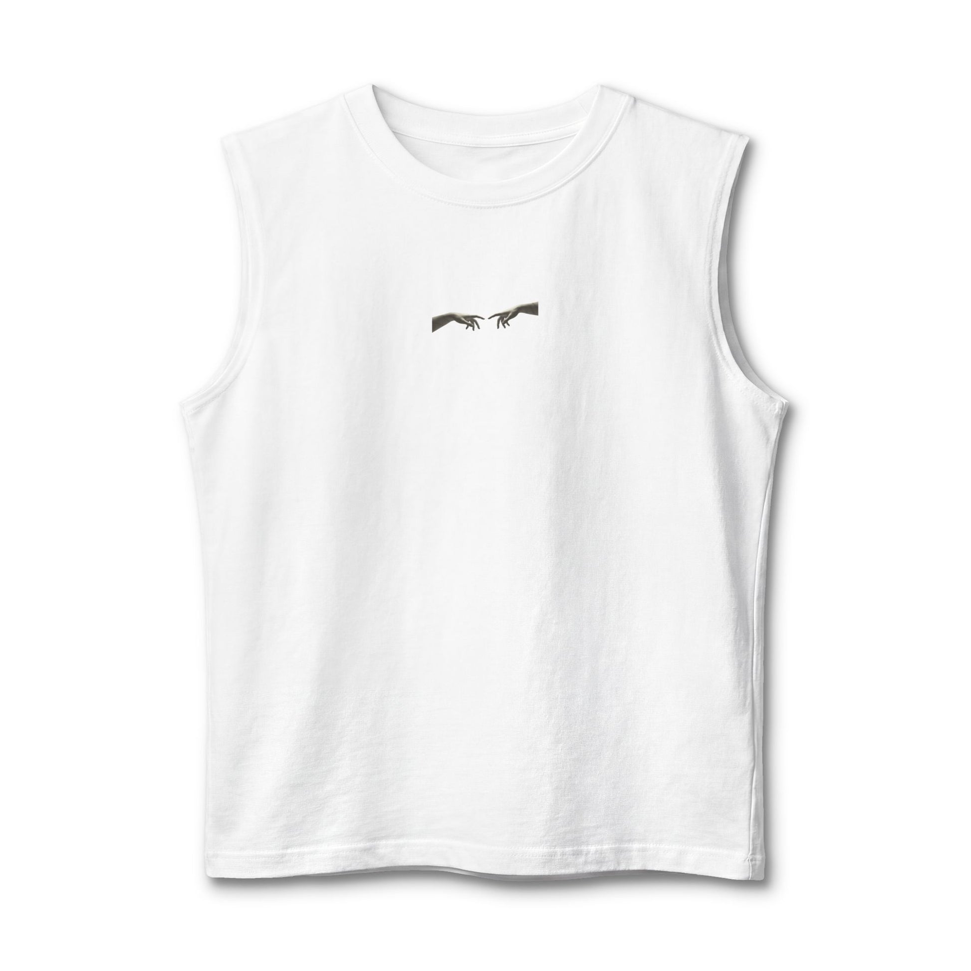Classical bust with a red brushstroke printed on the back of a ring-spun cotton tank top