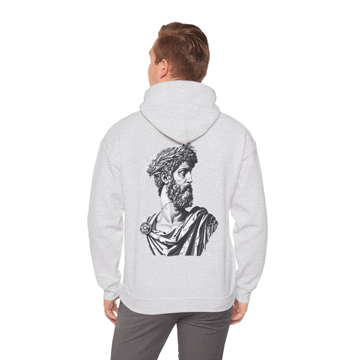 Classical Statue Hoodie — Roman Bust Graphic Back Print