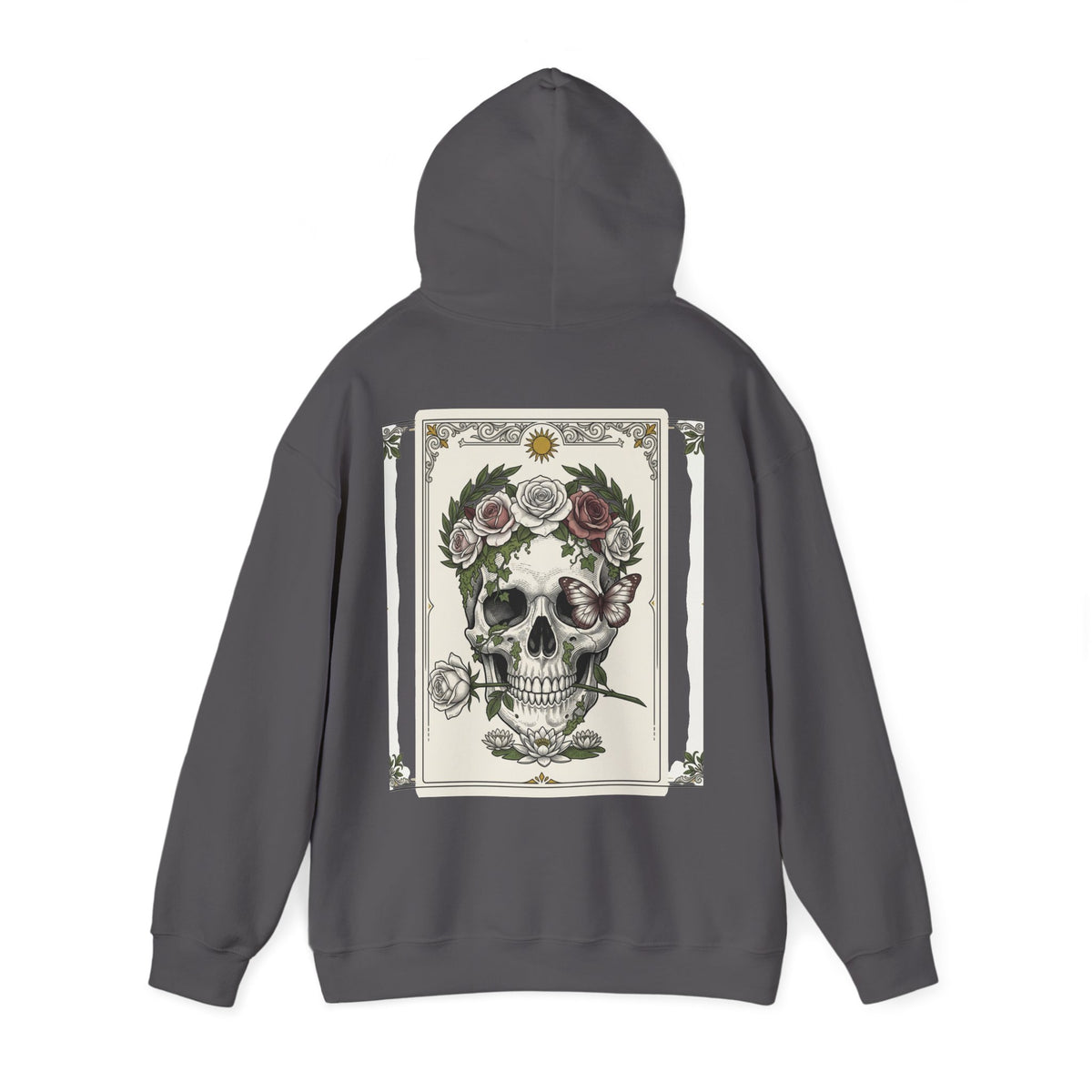 Floral Skull Hoodie — Botanical Memento Mori Vanitas Print