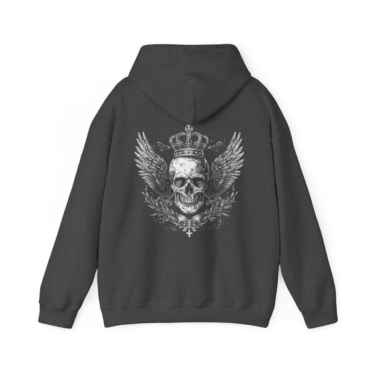 Skull Crown Hoodie - Gothic Winged Skull Pullover