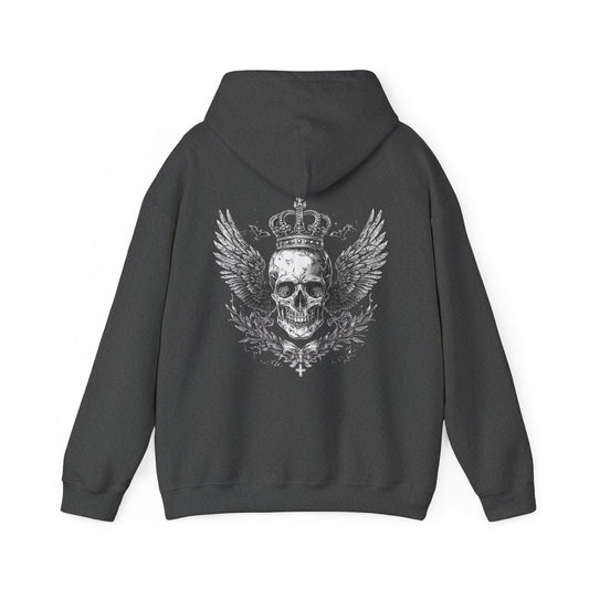 Skull Crown Hoodie - Gothic Winged Skull Pullover
