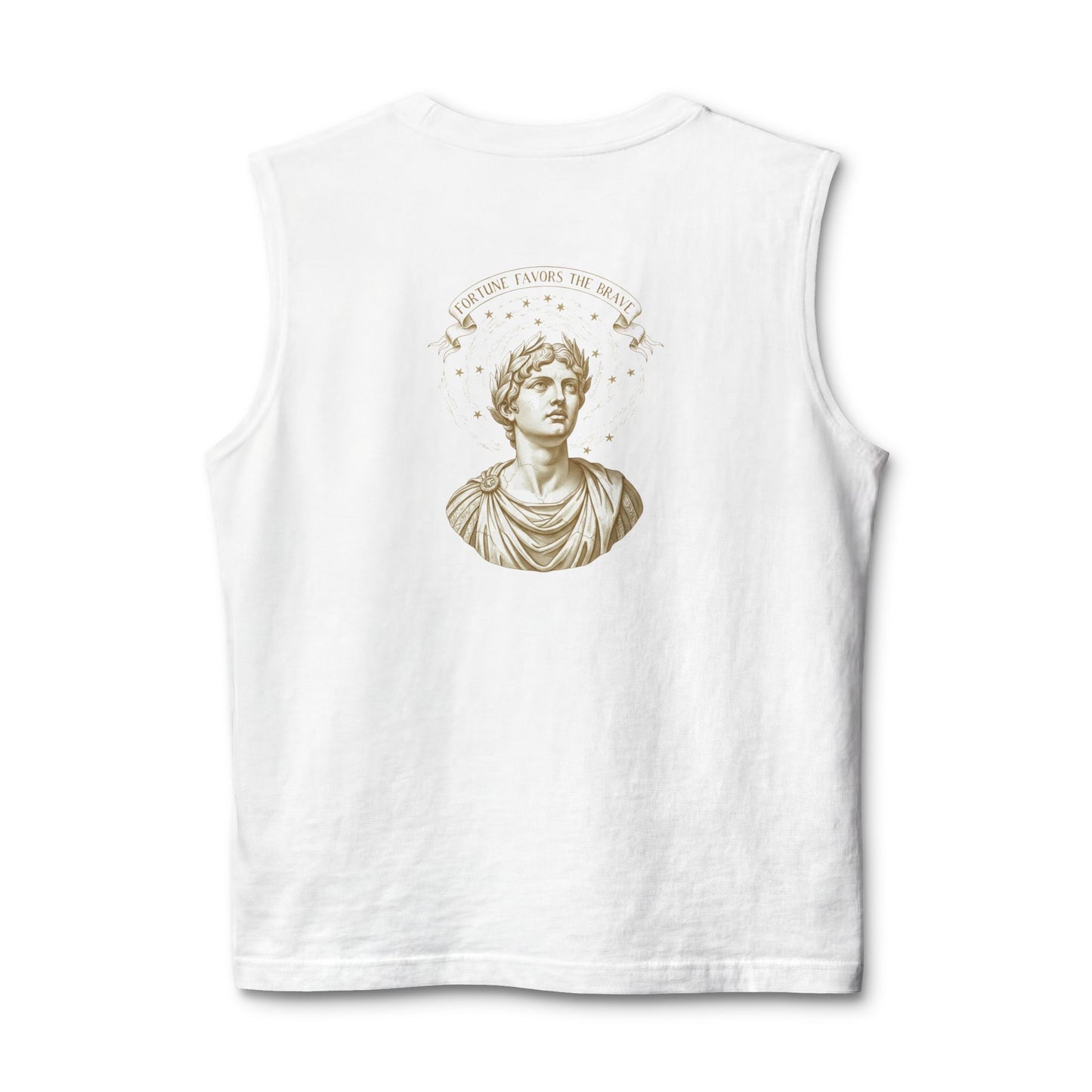 Roman bust portrait printed on the back of a ring-spun cotton tank top