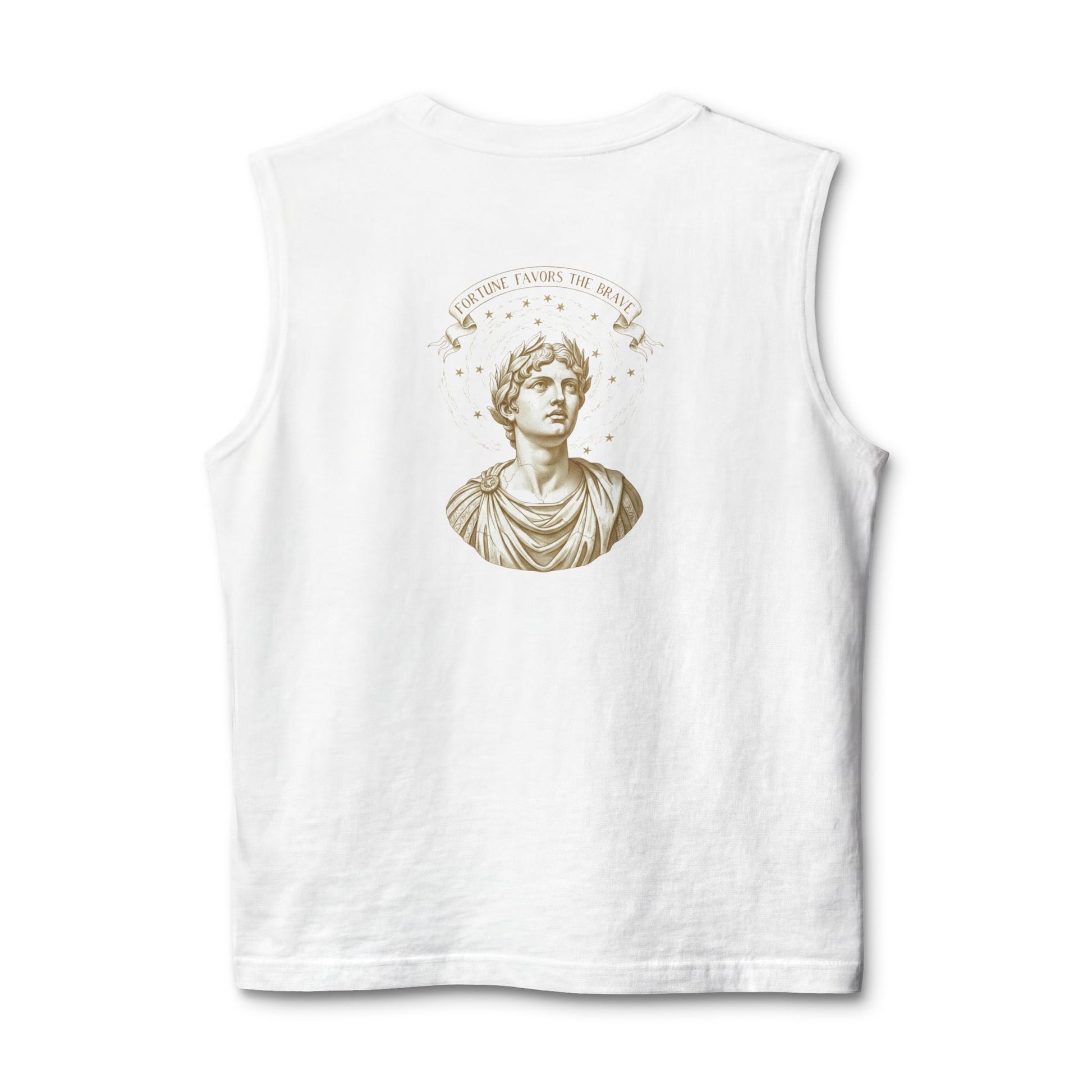 Roman bust portrait printed on the back of a ring-spun cotton tank top