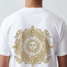 Sun Mandala Tee — Gold Celestial Medallion Back Print Shirt