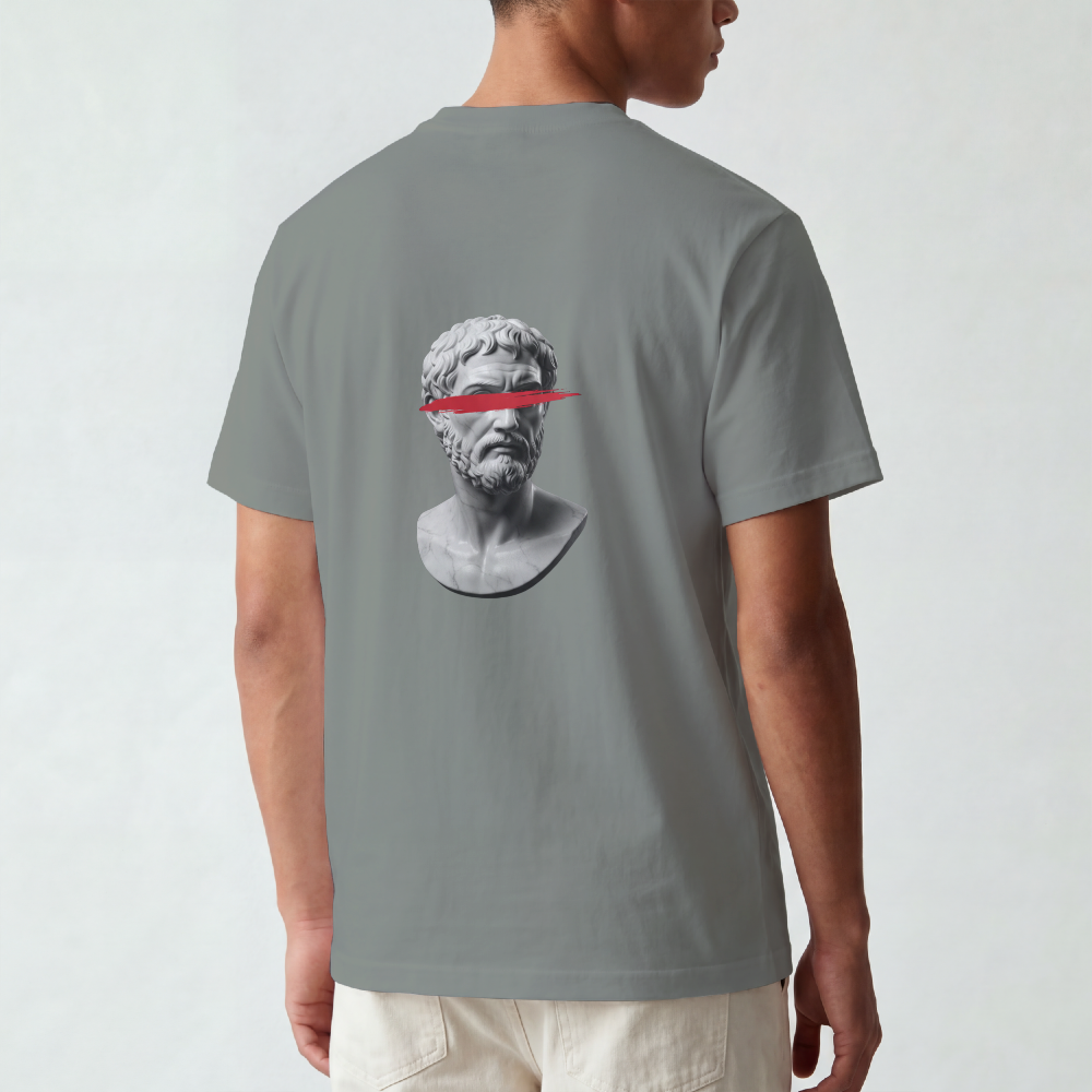 Greek Bust Tee — Red Slash