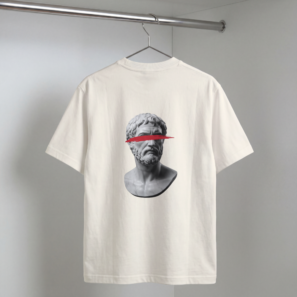 Greek Bust Tee — Red Slash