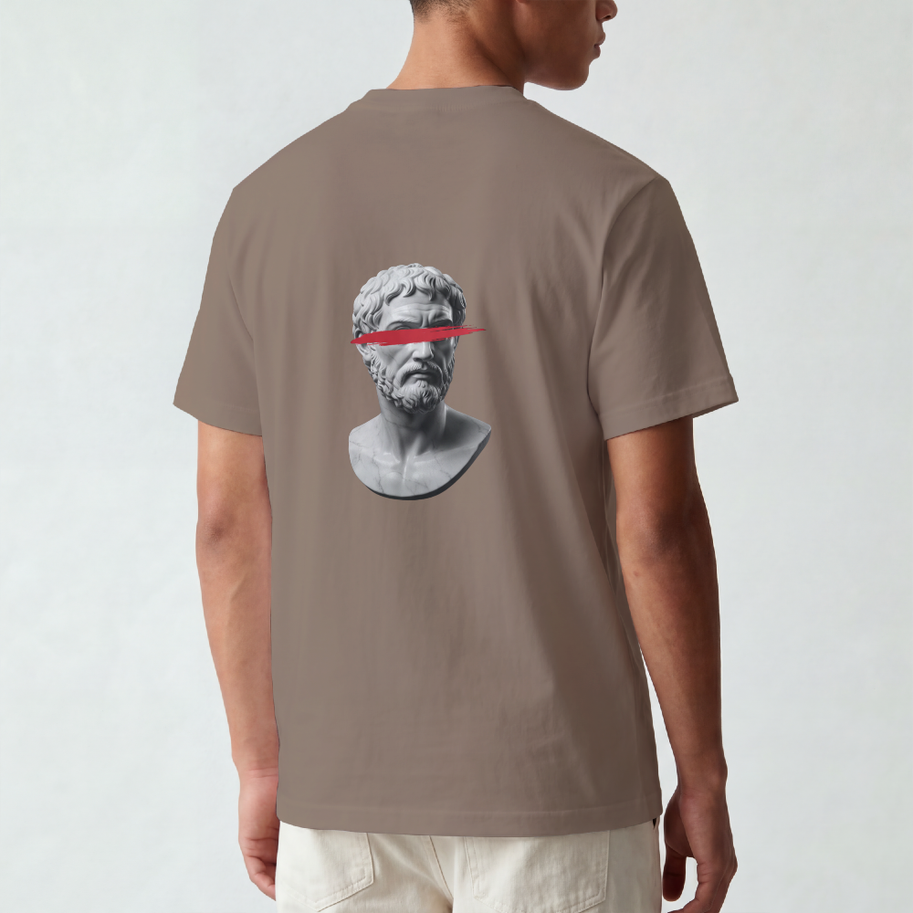 Greek Bust Tee — Red Slash