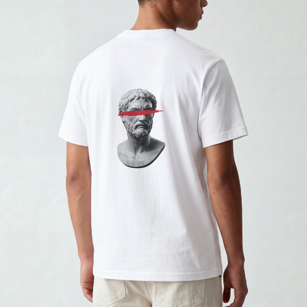 Greek Bust Tee — Red Slash
