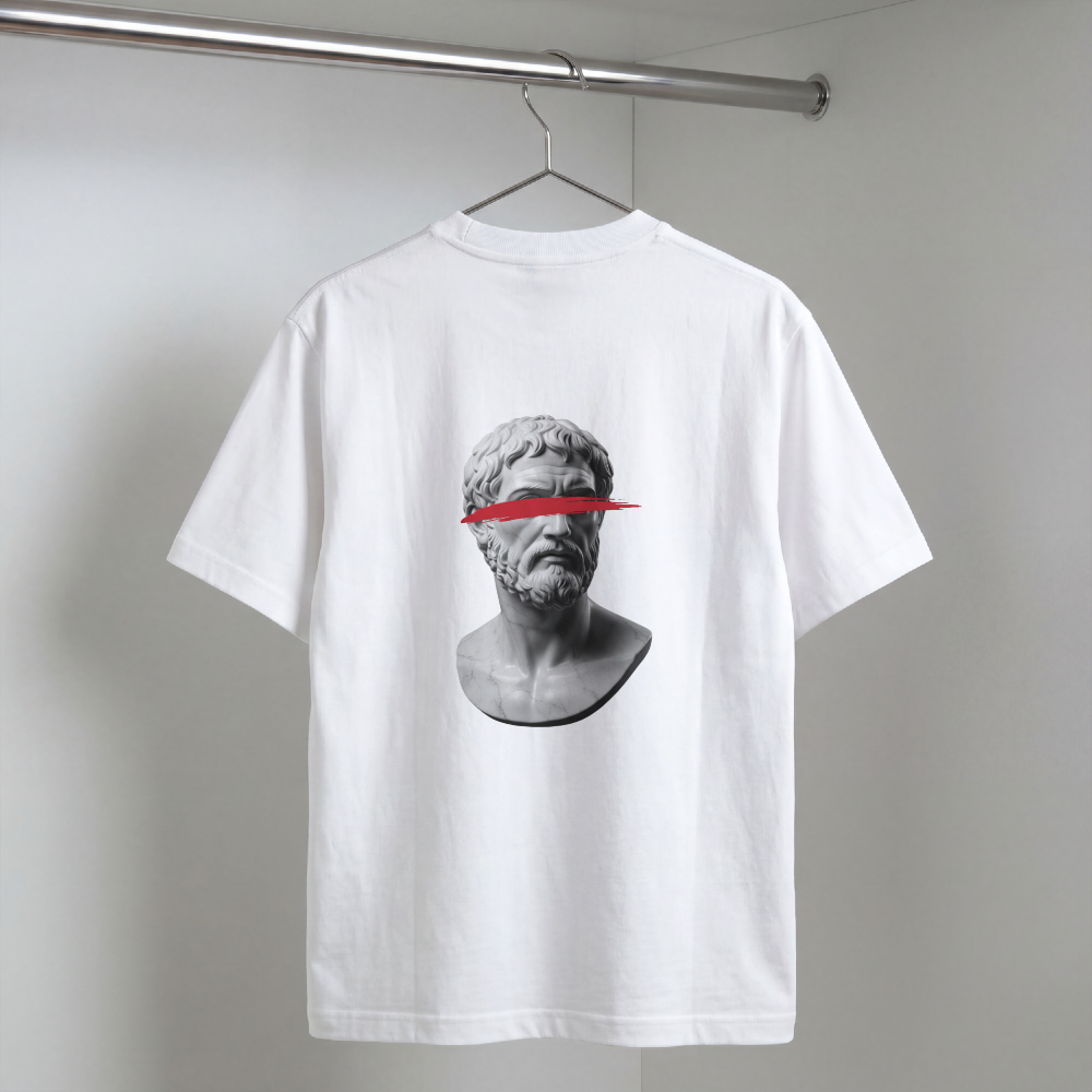Greek Bust Tee — Red Slash