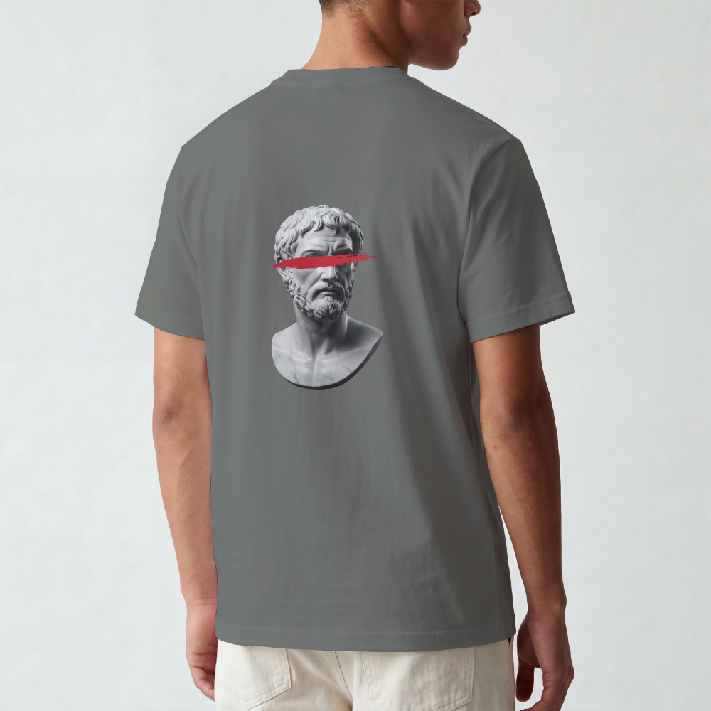 Greek Bust Tee — Red Slash