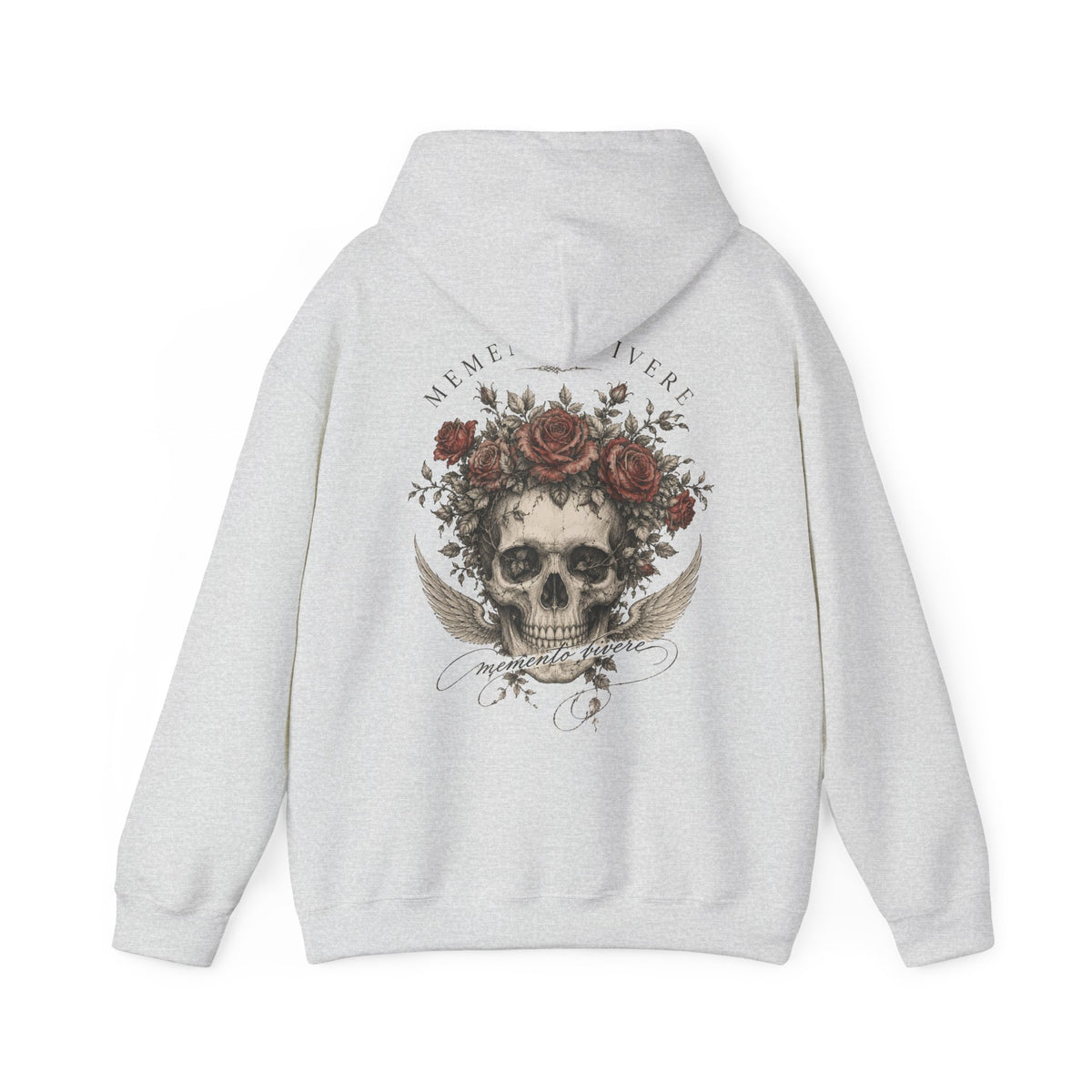 Skull and Roses Hoodie — Memento Mori Gothic Back Print