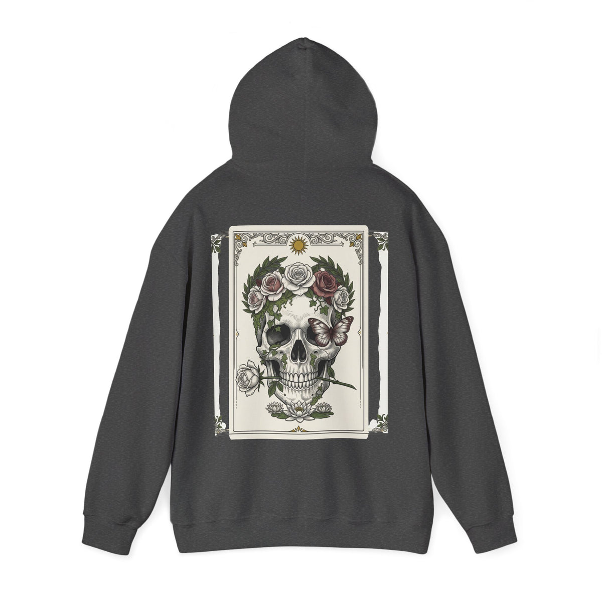 Floral Skull Hoodie — Botanical Memento Mori Vanitas Print
