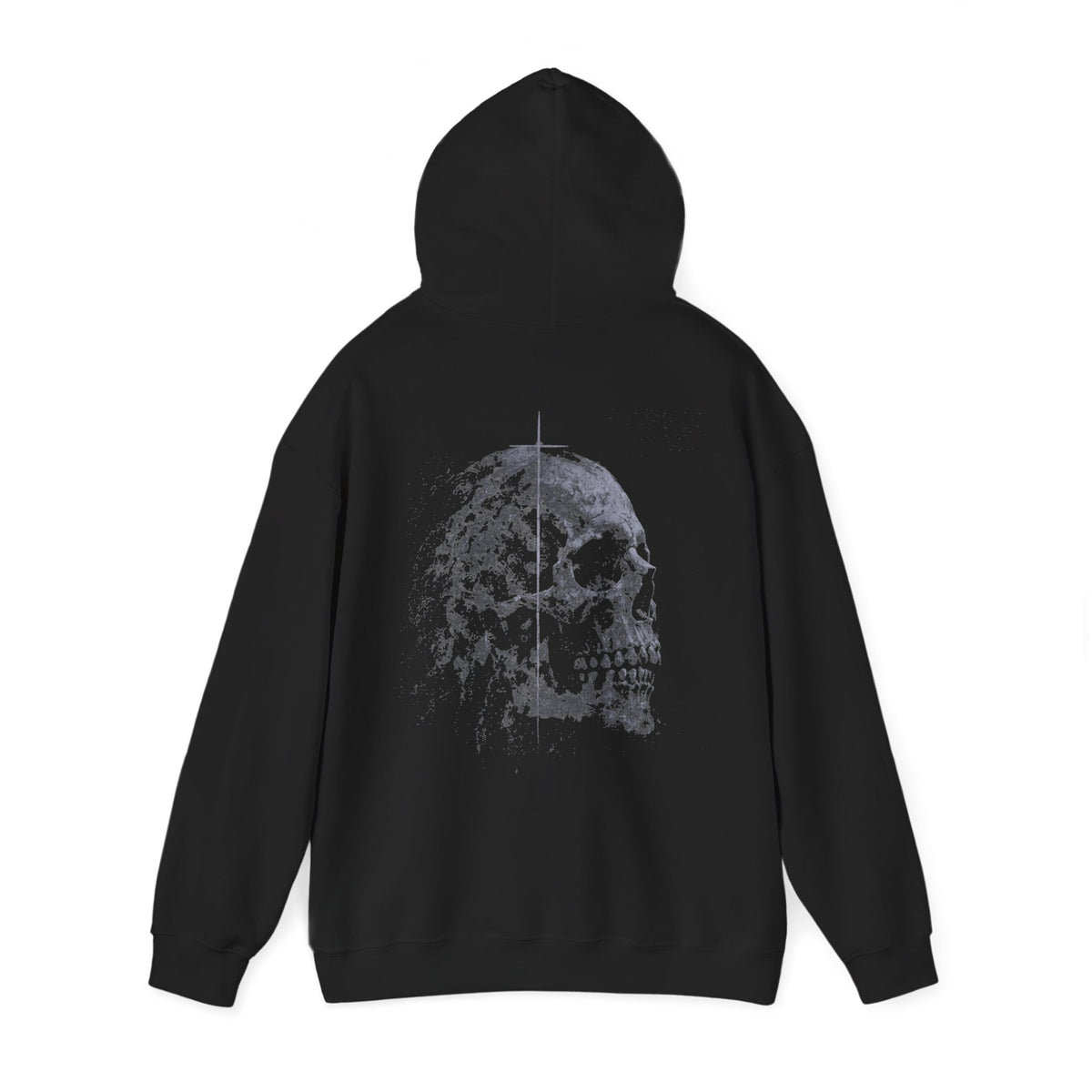 Distressed Skull Hoodie — Faded Gothic Grunge Back Print